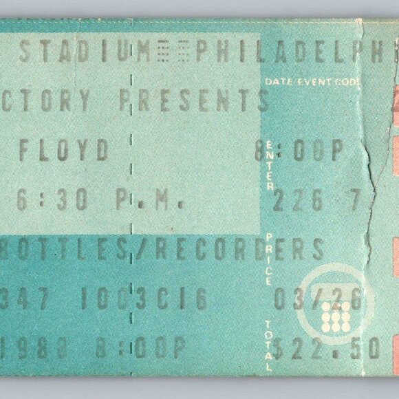 Vintage 1988 Pink Floyd Concert Ticket Stub Veterans Stadium Philadelphia - Picture 1 of 2